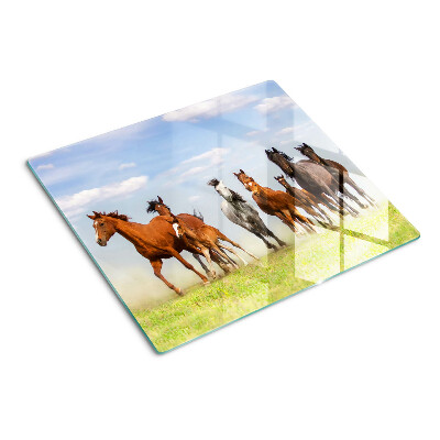 Planche à découper verre Chevaux au galop dans le pré