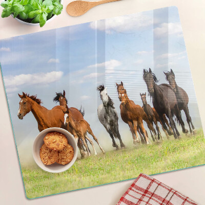 Planche à découper verre Chevaux au galop dans le pré