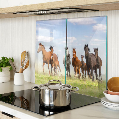 Planche à découper verre Chevaux au galop dans le pré