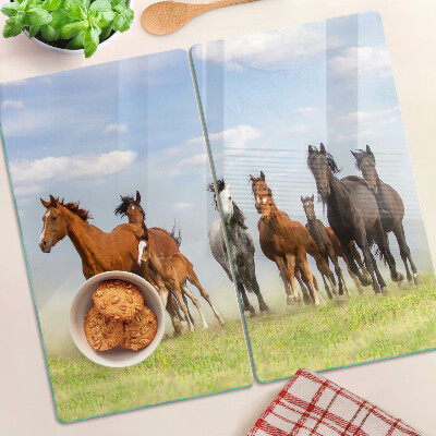 Planche à découper verre Chevaux au galop dans le pré