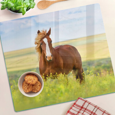 Planche à découper en verre Cheval dans le pré
