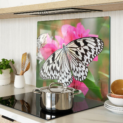 Planche à découper verre Papillon sur des fleurs