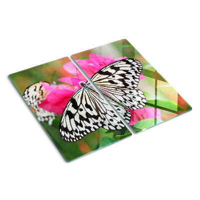 Planche à découper verre Papillon sur des fleurs