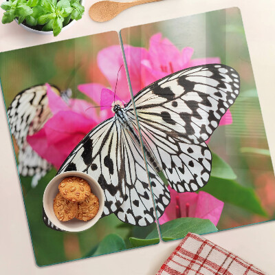 Planche à découper verre Papillon sur des fleurs