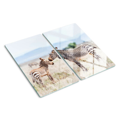 Planche à découper verre Zèbres dans le pré