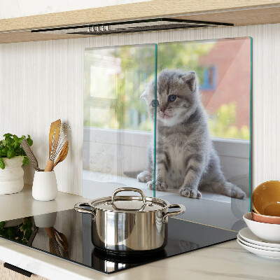 Planche à découper en verre Chaton sur le rebord de la fenêtre