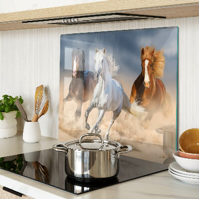 Planche à découper en verre Trois chevaux au galop
