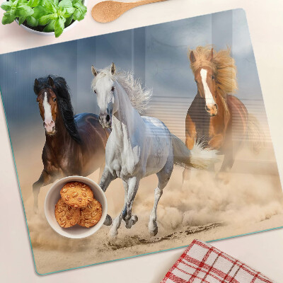 Planche à découper en verre Trois chevaux au galop
