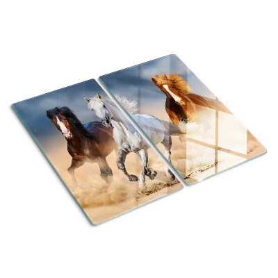 Planche à découper en verre Trois chevaux au galop