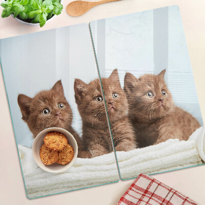 Planche à découper en verre Trois chats bruns
