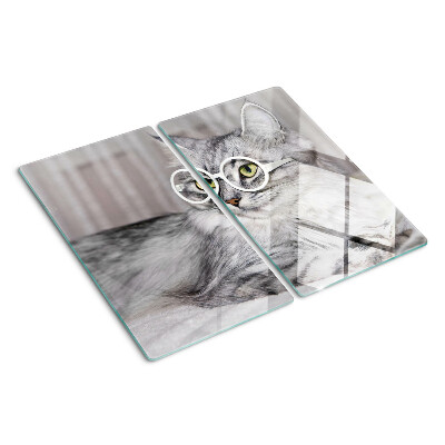 Planche à découper verre Chat à lunettes