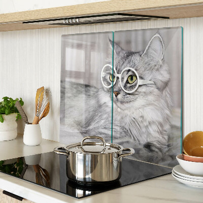 Planche à découper verre Chat à lunettes