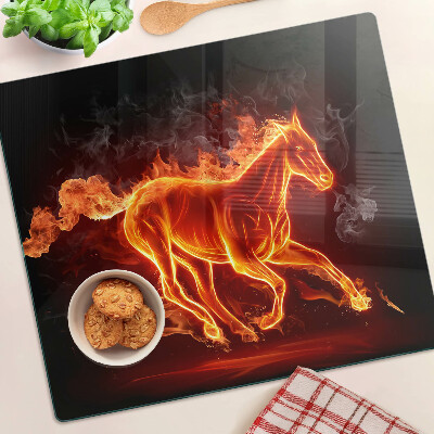 Planche à découper en verre Cheval en feu