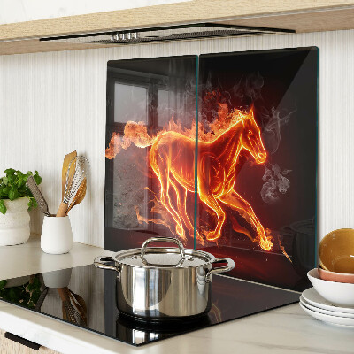 Planche à découper en verre Cheval en feu
