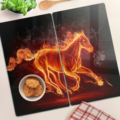 Planche à découper en verre Cheval en feu