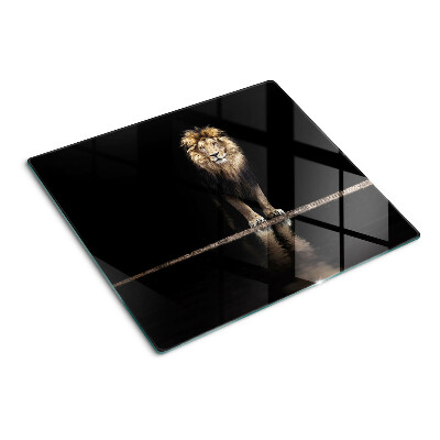 Planche à découper en verre Lion sur fond sombre
