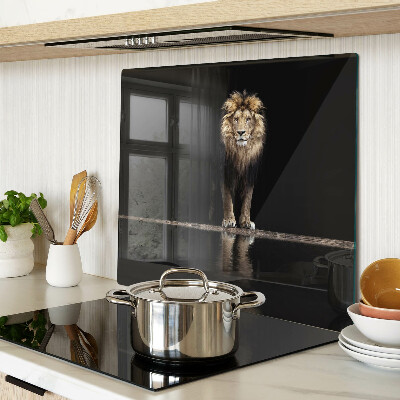 Planche à découper en verre Lion sur fond sombre