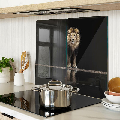 Planche à découper en verre Lion sur fond sombre