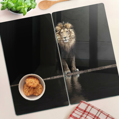 Planche à découper en verre Lion sur fond sombre