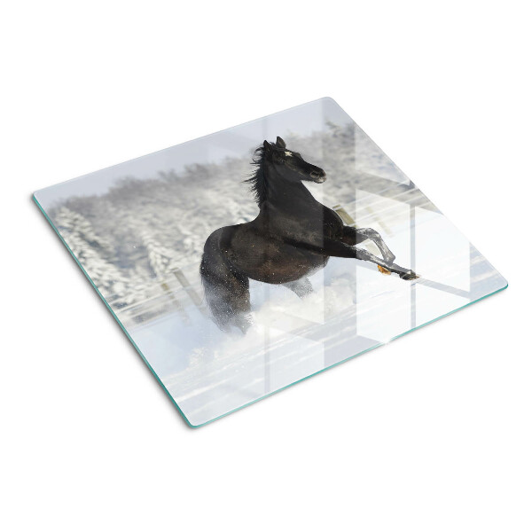 Planche à découper verre Un cheval dans un paysage hivernal
