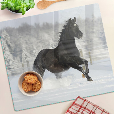 Planche à découper verre Un cheval dans un paysage hivernal