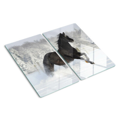 Planche à découper verre Un cheval dans un paysage hivernal