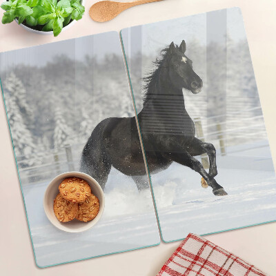 Planche à découper verre Un cheval dans un paysage hivernal