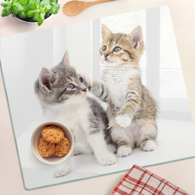 Planche à découper verre Chats sur fond blanc