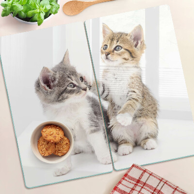 Planche à découper verre Chats sur fond blanc