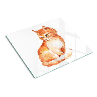 Planche à découper en verre Dessin d'un chaton roux