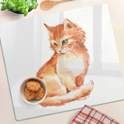 Planche à découper en verre Dessin d'un chaton roux