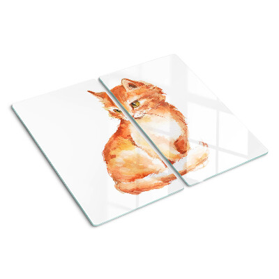 Planche à découper en verre Dessin d'un chaton roux