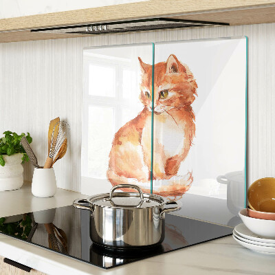 Planche à découper en verre Dessin d'un chaton roux