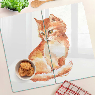 Planche à découper en verre Dessin d'un chaton roux