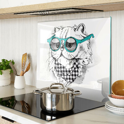 Planche à découper verre Dessin d'un chat portant des lunettes de soleil