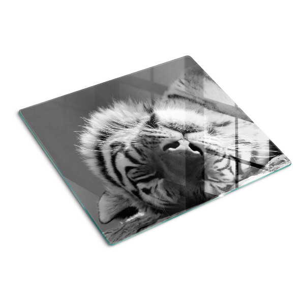 Planche à découper verre Tigre en noir et blanc