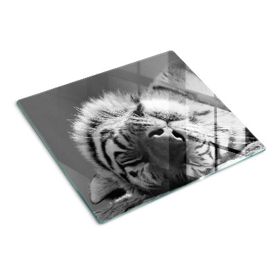 Planche à découper verre Tigre en noir et blanc