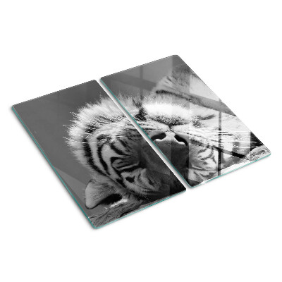 Planche à découper verre Tigre en noir et blanc