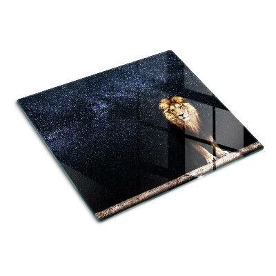 Planche à découper en verre Le lion et le ciel plein d'étoiles