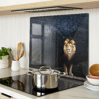 Planche à découper en verre Le lion et le ciel plein d'étoiles