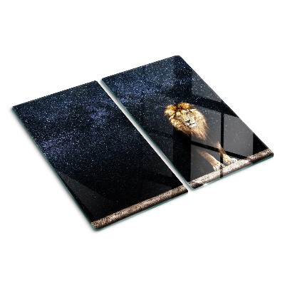 Planche à découper en verre Le lion et le ciel plein d'étoiles