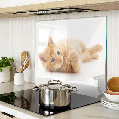 Planche à découper en verre Chaton roux sur fond blanc
