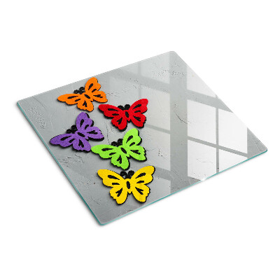 Planche à découper verre Motif de papillons colorés