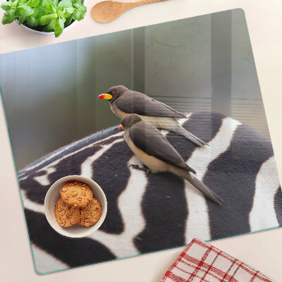 Planche à découper en verre Oiseaux sur un zèbre