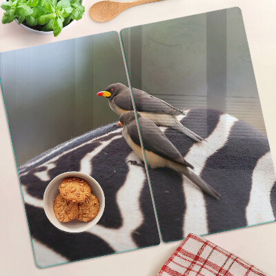 Planche à découper en verre Oiseaux sur un zèbre