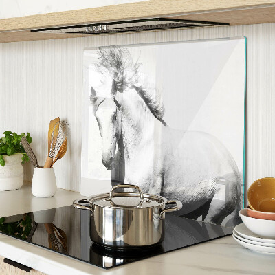 Planche à découper en verre Cheval en noir et blanc