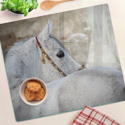 Planche à découper verre Jeune cheval blanc