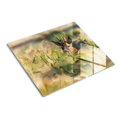 Planche à découper verre Un cerf dans un champ