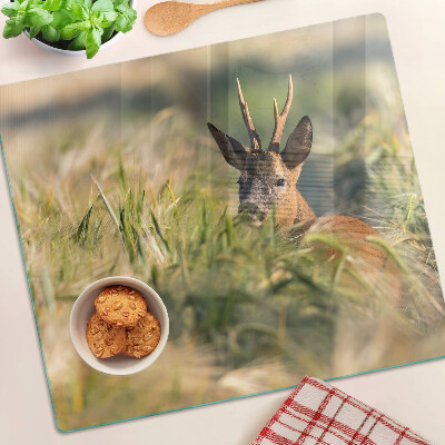Planche à découper verre Un cerf dans un champ