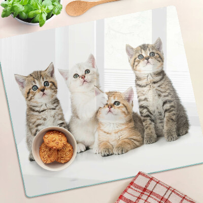 Planche à découper en verre Un troupeau de chatons